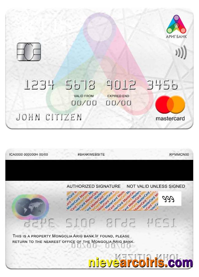 Mongolia Arig Bank mastercard